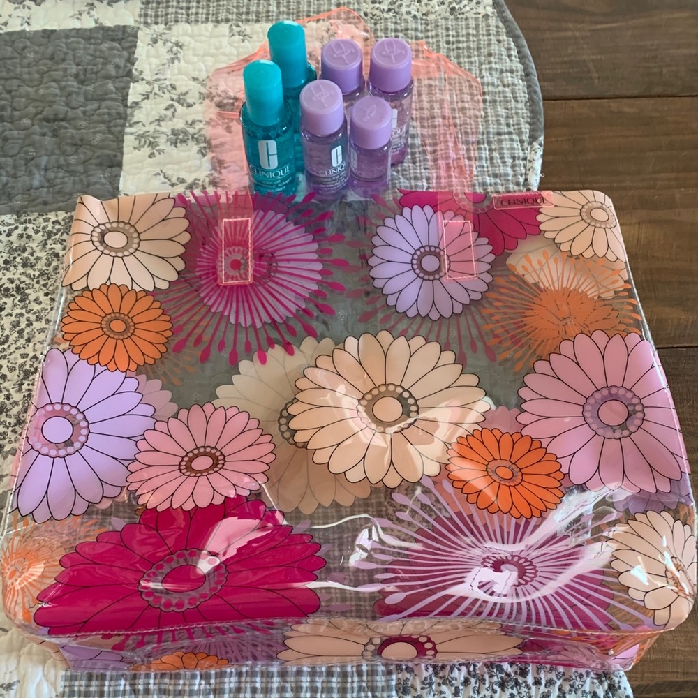 Clinique spring floral bag and make up removers